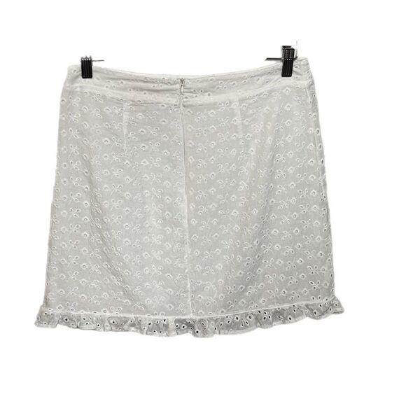 Francesca's Mi Ami, white floral eyelet skirt with ruffle, Large - Picture 2 of 7